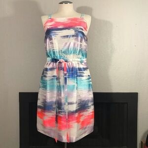 Sasha Drake Bright Square Neck Sleeveless Dress